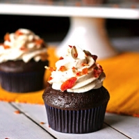 Bacon Chocolate Cupcakes with Maple Frosting
