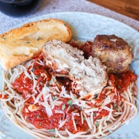 Classic Spaghetti Sauce with Mozzarella Stuffed Meatballs